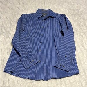 Apt. 9 Blue Pinstripe Dress Shirt Classic Collar 15 32/33